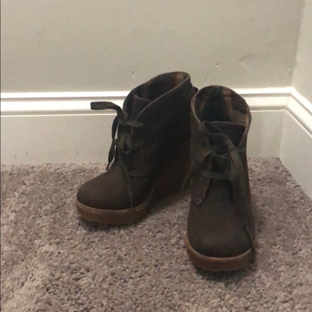 Brown Wedge Booties